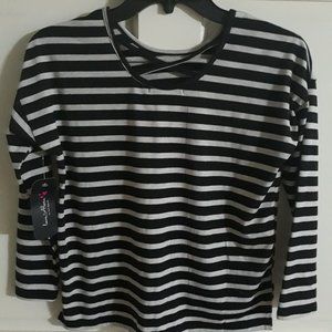 Love Alexa Black and Tan Striped Shirt